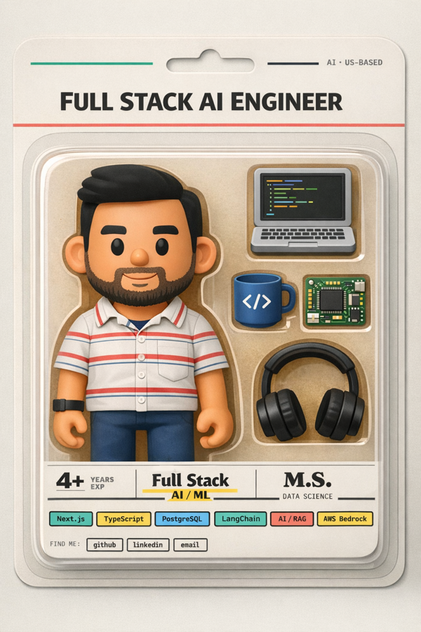 Action figure style illustration of Srimaniteja as a Full Stack AI Engineer